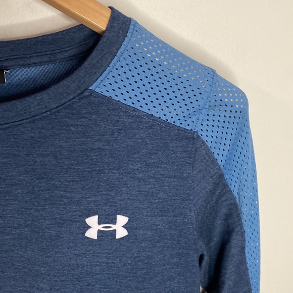 Under Armour mesh insert colorblock loose fit athletic long sleeve top size S - Picture 4 of 7